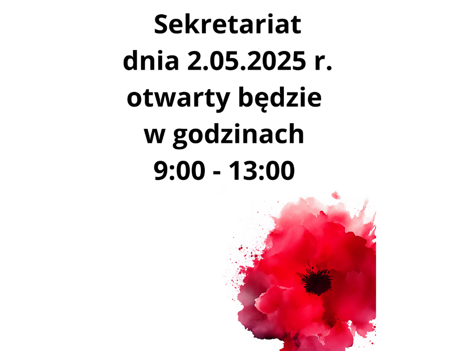 Godziny pracy sekretariatu dnia 2.05.2025 r.